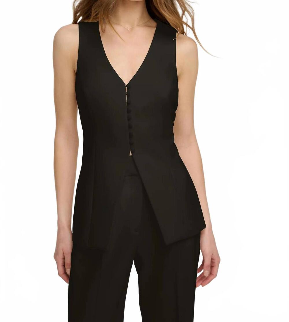 NEW FAVORITE DAUGHTER longline v-neck vest in black